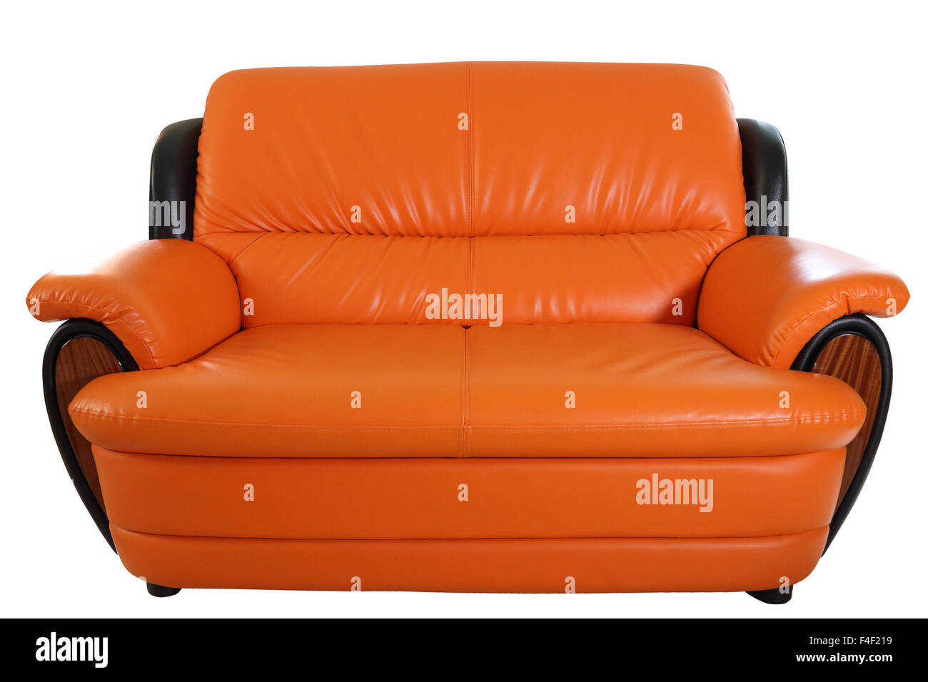 closeup image of orange sofa on white background Stock Photo - Alamy