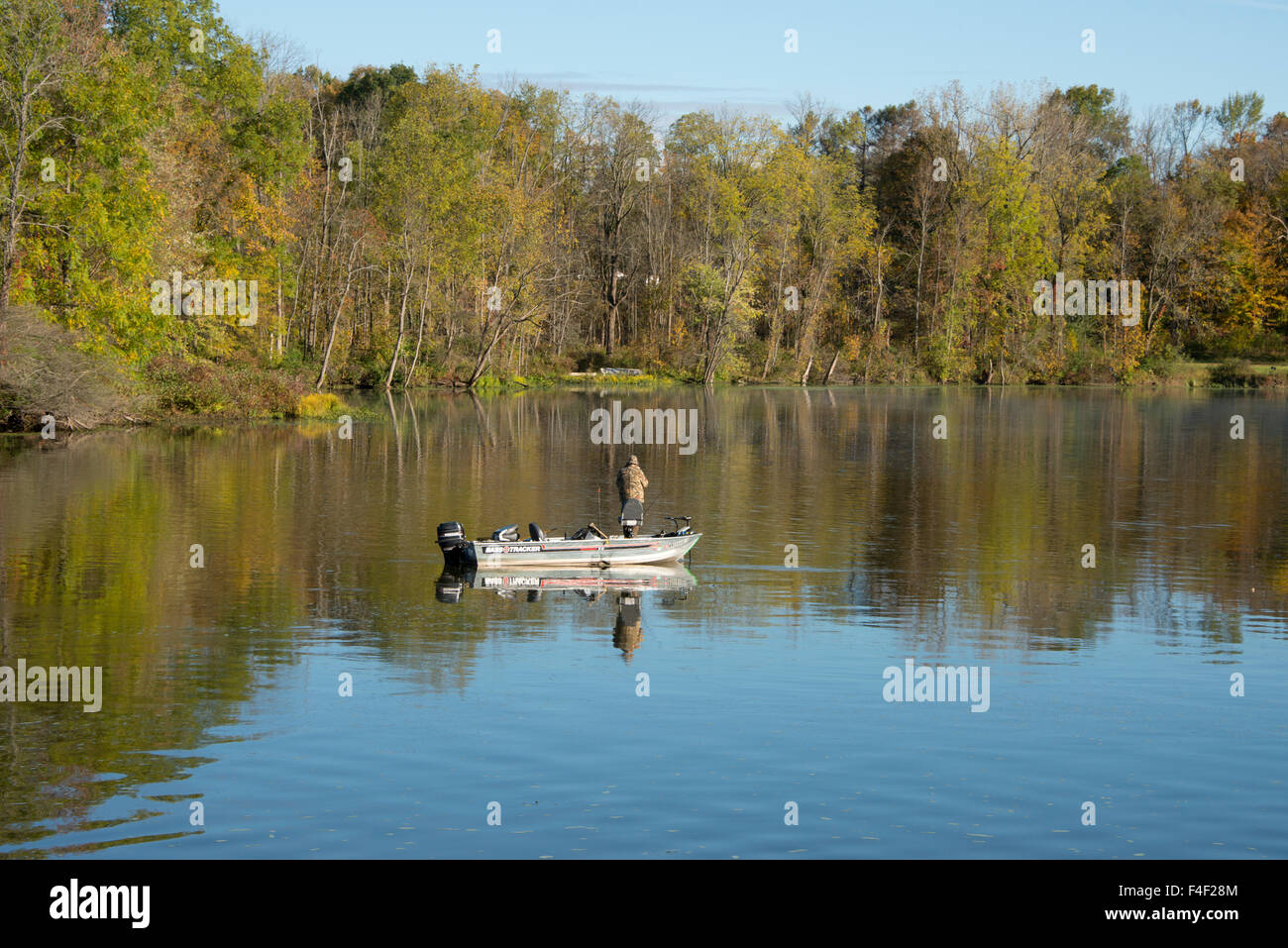 New York, Erie Canal. Autumn fishing on the Erie Canal. (Large format sizes available) Stock Photo