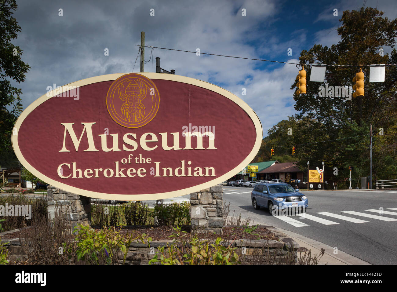 North Carolina, Cherokee, Cherokee Indian Reservation, sign for the