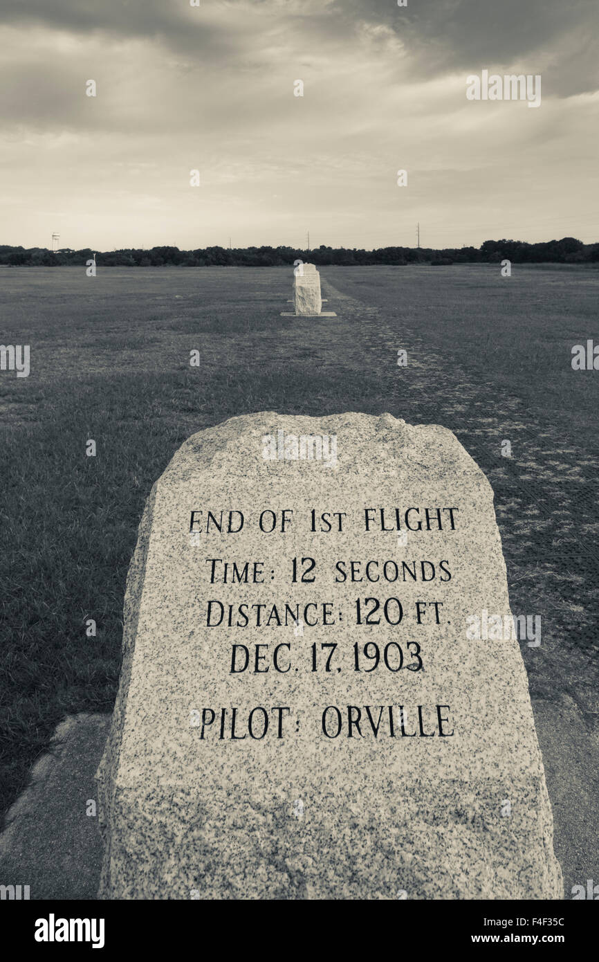 North Carolina, Kill Devil Hills, Wright Brothers National Memorial, stone marker for the first