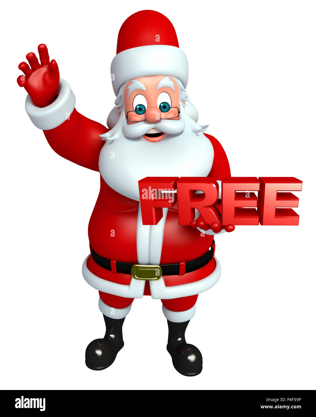 3d rendered illustration of santa claus with free sign Stock Photo - Alamy