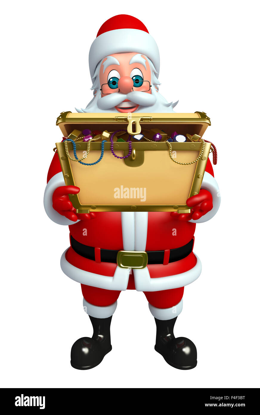 3d rendered illustration of santa claus with treasury box Stock Photo ...