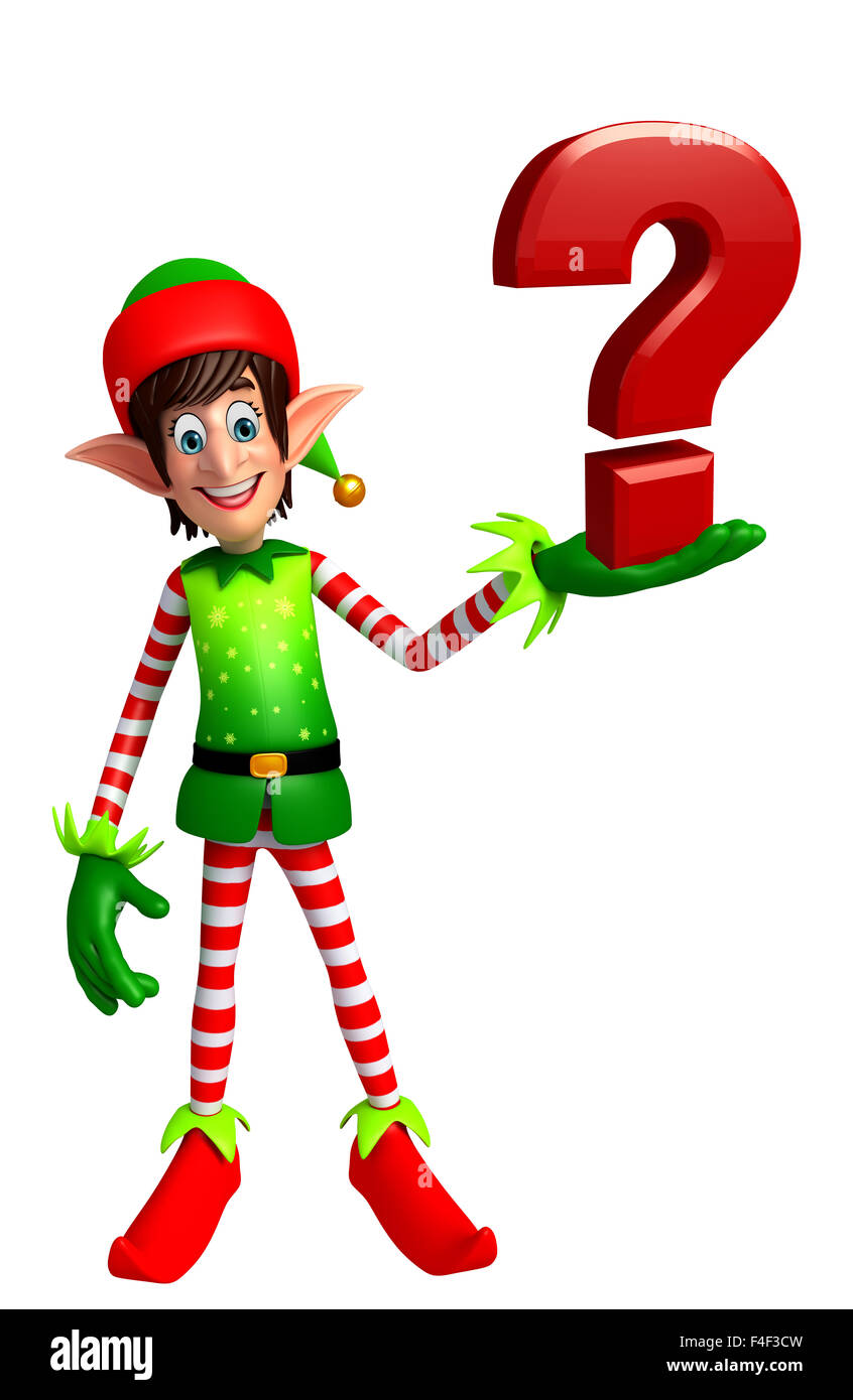 3d rendered illustration of elves with question mark Stock Photo - Alamy