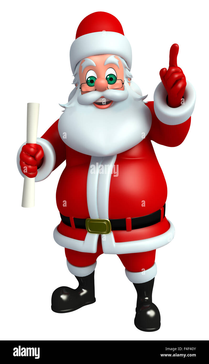 3d rendered illustration of santa claus with paper Stock Photo - Alamy