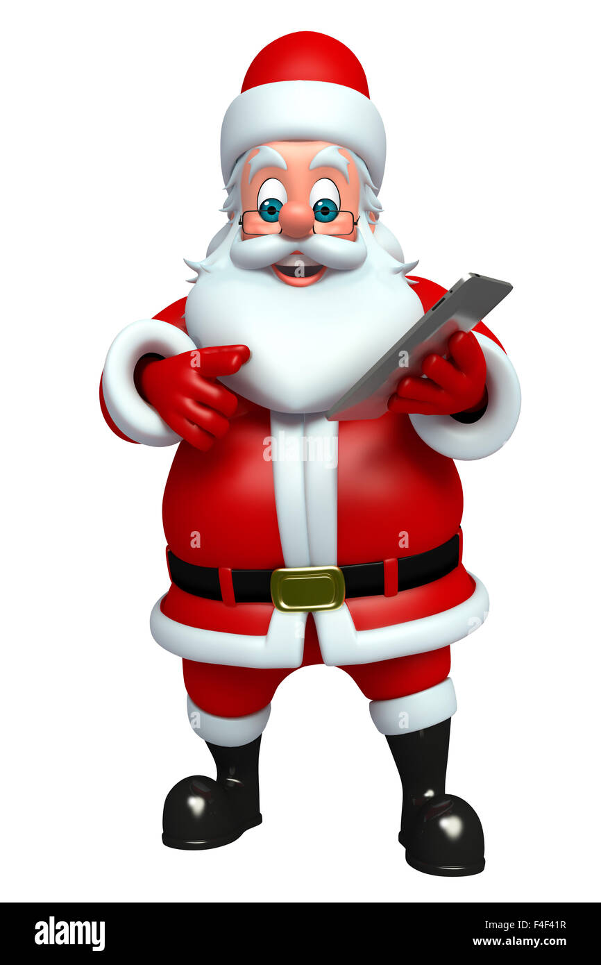 3d rendered illustration of santa claus with notepad Stock Photo - Alamy