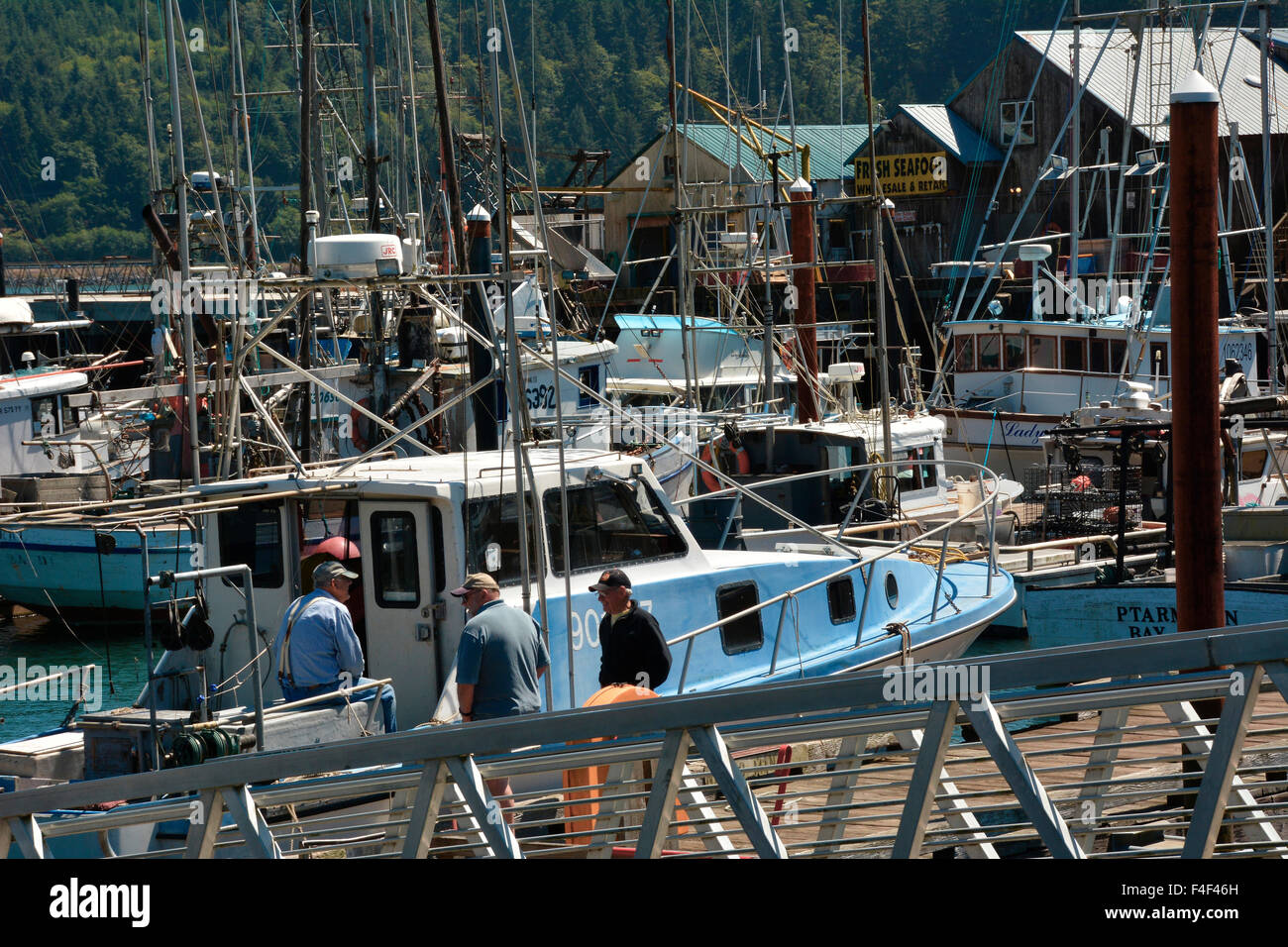 Gangplank and Dock, Garibaldi, fishing port, Oregon, USA Stock Photo