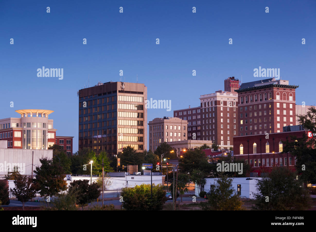 South Carolina, Greenville, city skyline, dawn Stock Photo