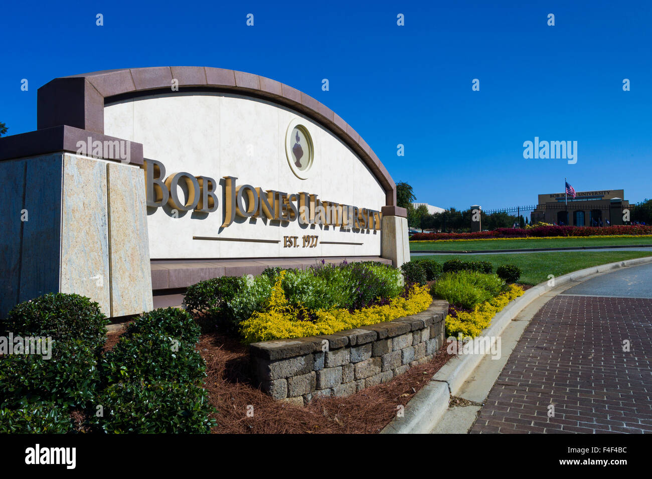 South Carolina, Greenville, Bob Jones University, sign Stock Photo