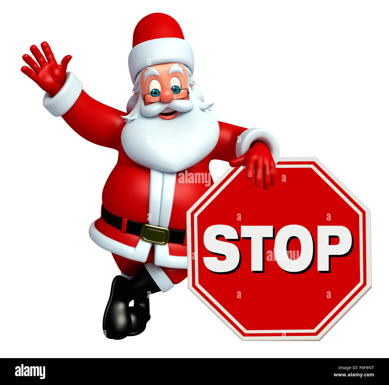 3d rendered illustration of santa claus with stop sign Stock Photo Alamy