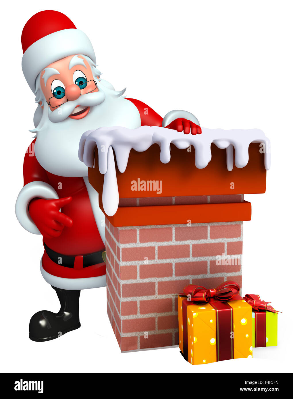3d rendered illustration of santa claus with chimney Stock Photo - Alamy