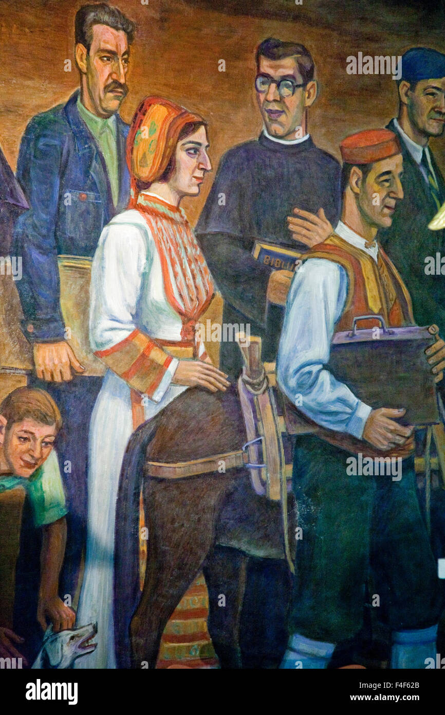 Ceiling mural created by Croatian artist Maxo Vanka in 1937 of Croatian peasants and believers in the St. Nicholas Croatian Catholic Church in Millvale, PA on the outskirts of Pittsburgh, PA. Stock Photo