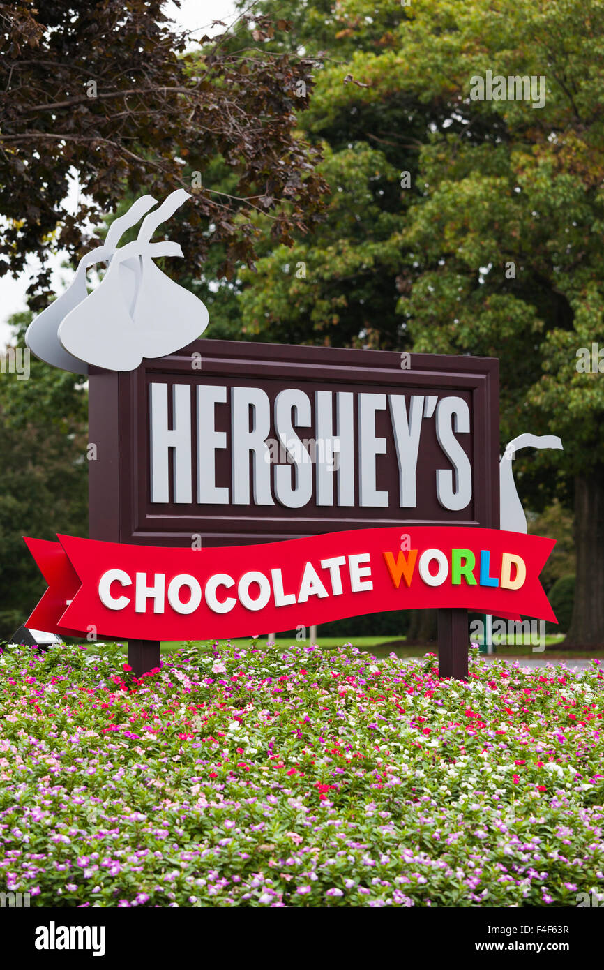 USA, Pennsylvania, Hershey, sign for Chocolate World park Stock Photo
