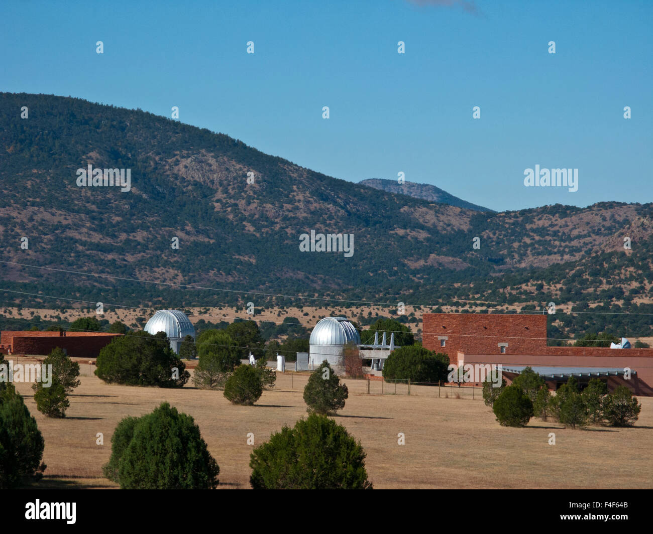 USA, Fort Davis, Texas, McDonald Observatory panoramic view of Visitor Center and Star Parties Observatory Buildings. Stock Photo