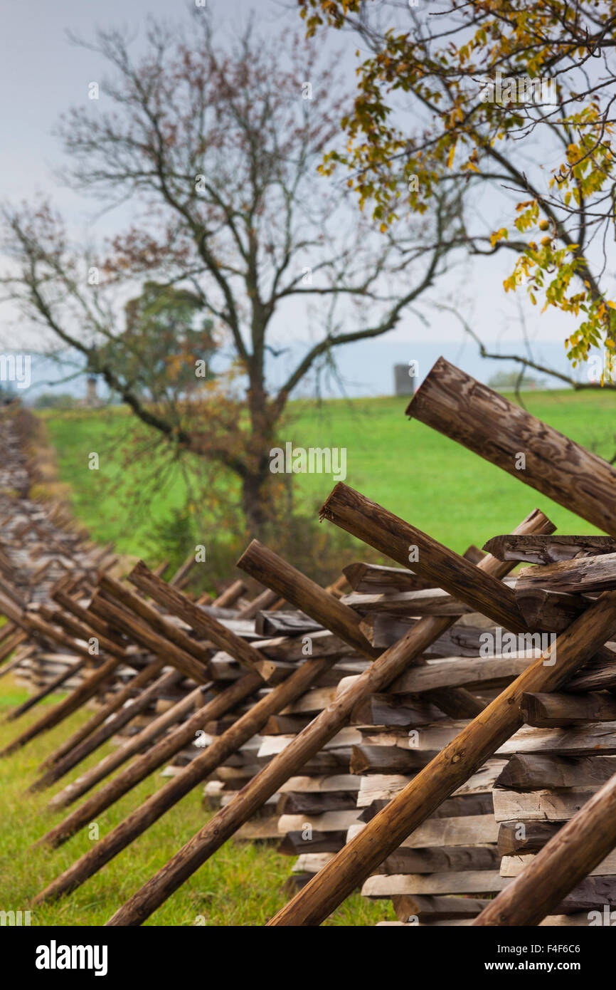 USA, Pennsylvania, Gettysburg, Battle of Gettysburg, battlefield fence Stock Photo