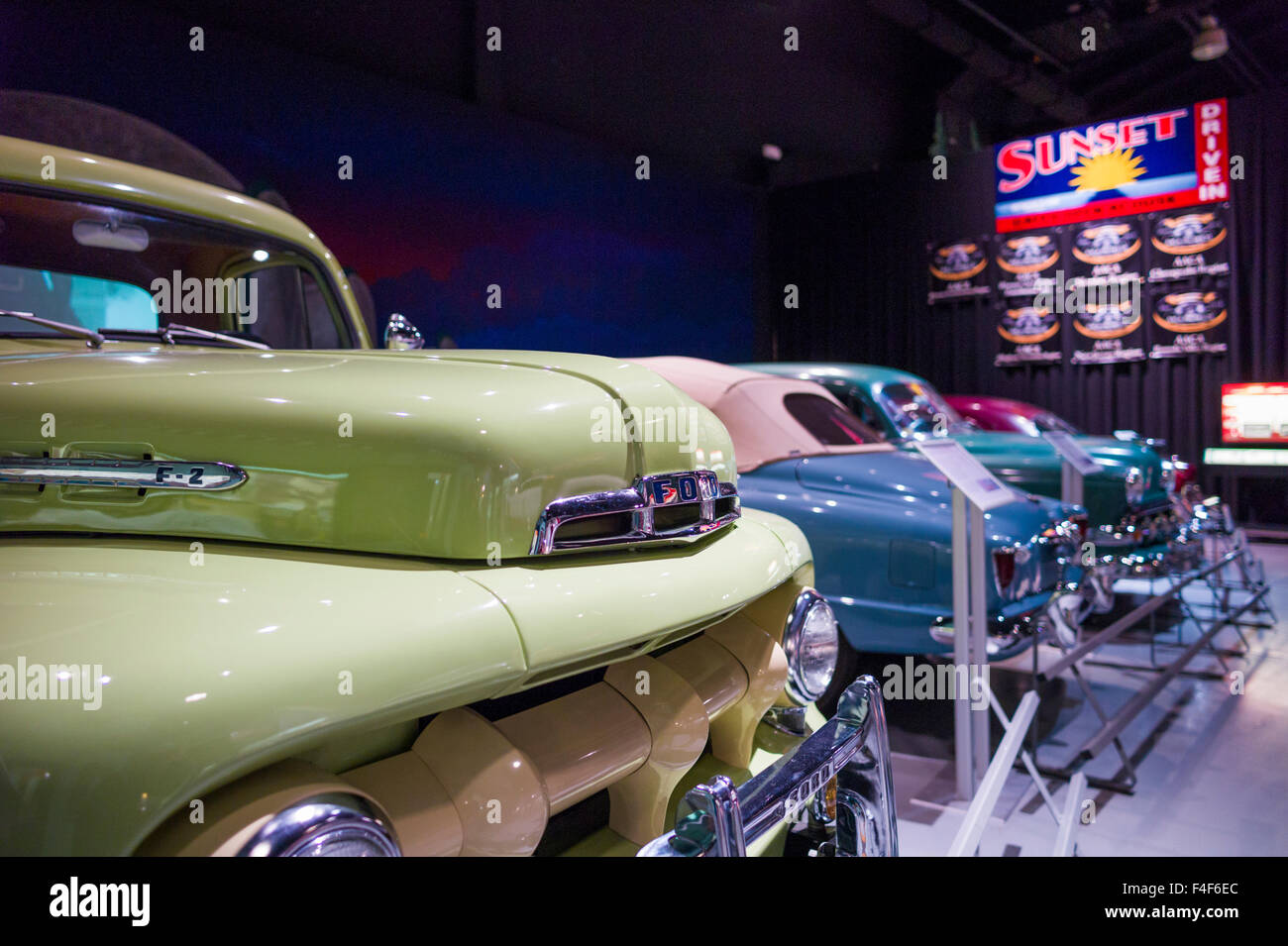 USA, Pennsylvania, Hershey, AACA Auto Museum, interior with US cars