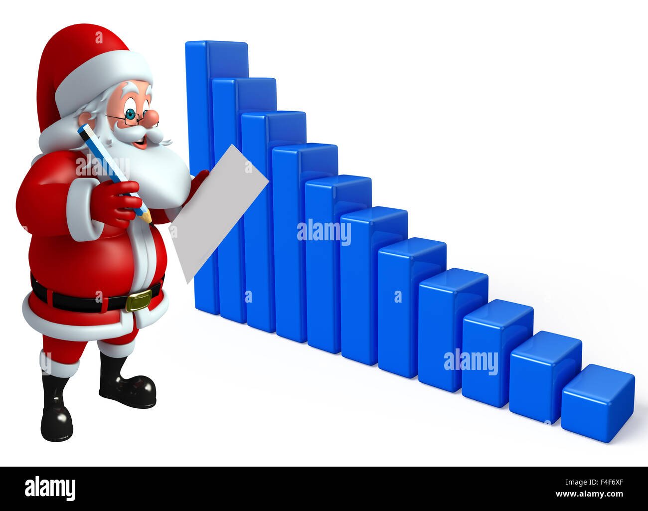 3d rendered illustration of santa claus with business graph Stock Photo ...
