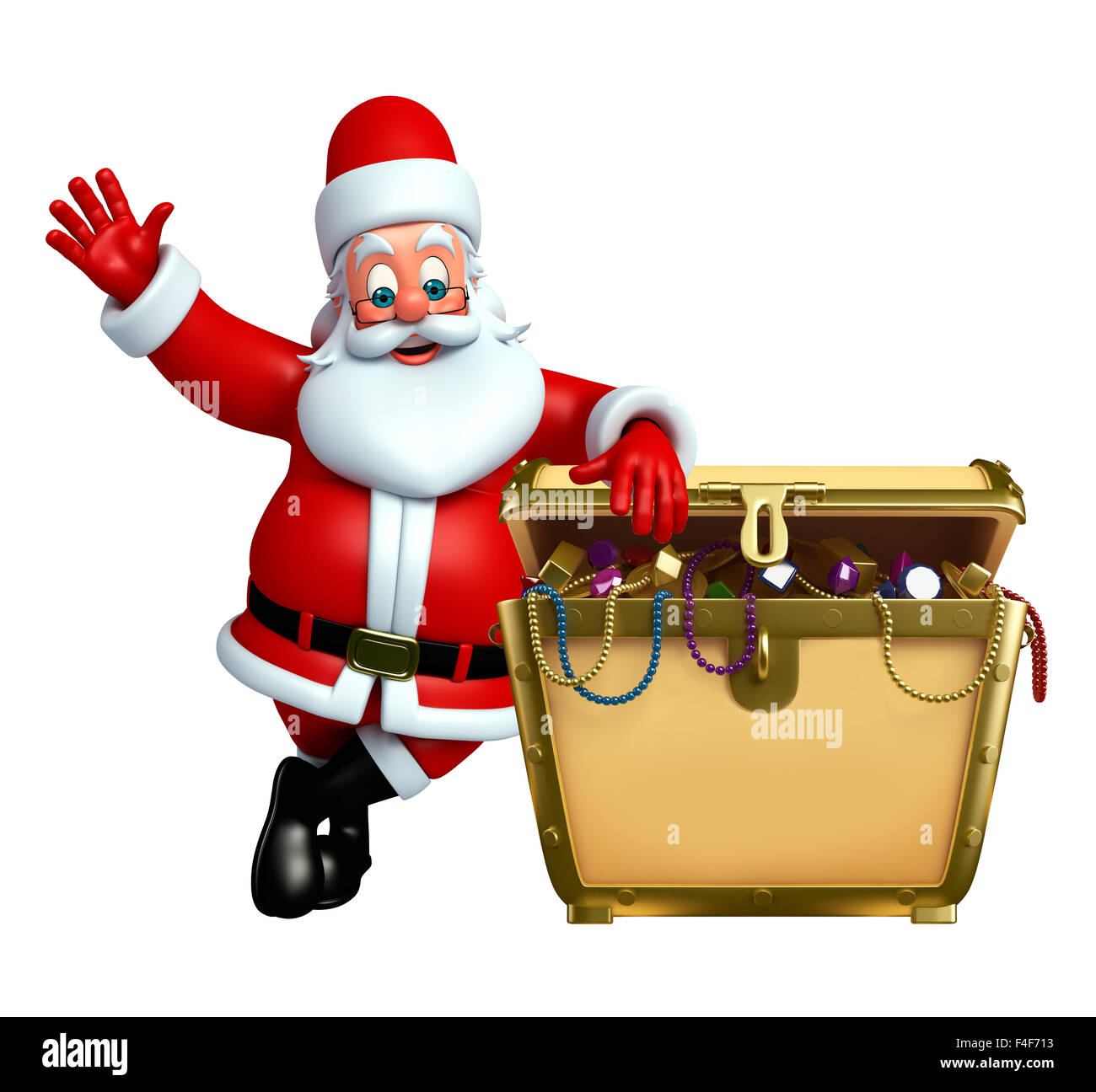 3d rendered illustration of santa claus with treasury box Stock Photo ...
