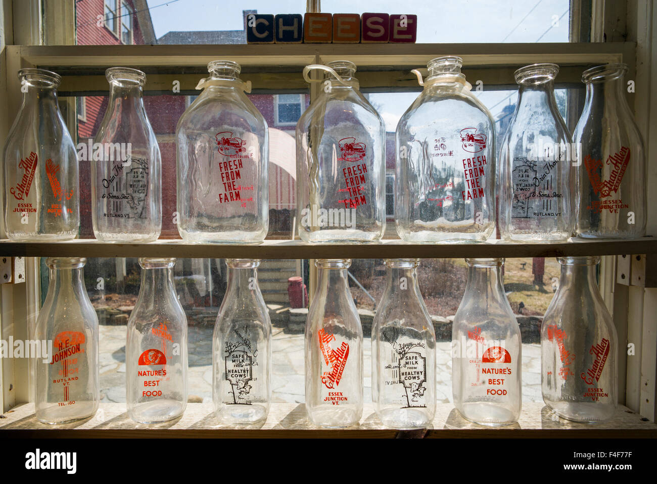 Weston, The Vermont Country Store, old milk bottles Stock Photo Alamy
