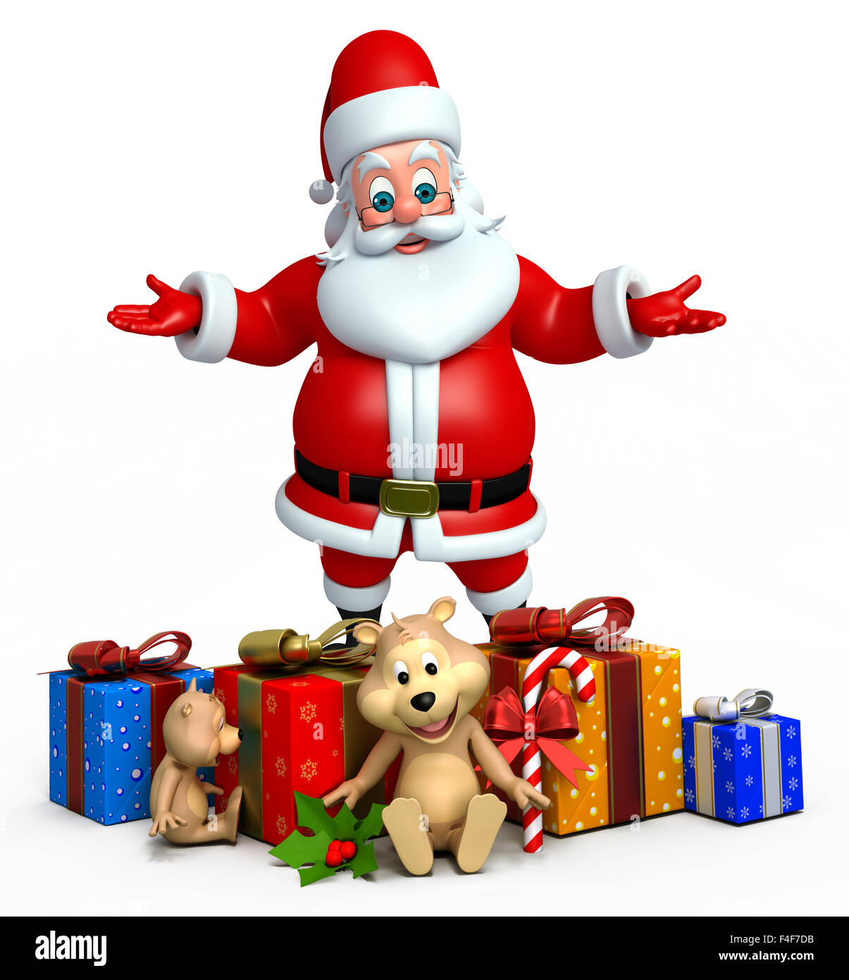 3d rendered illustration of santa claus with gifts Stock Photo - Alamy