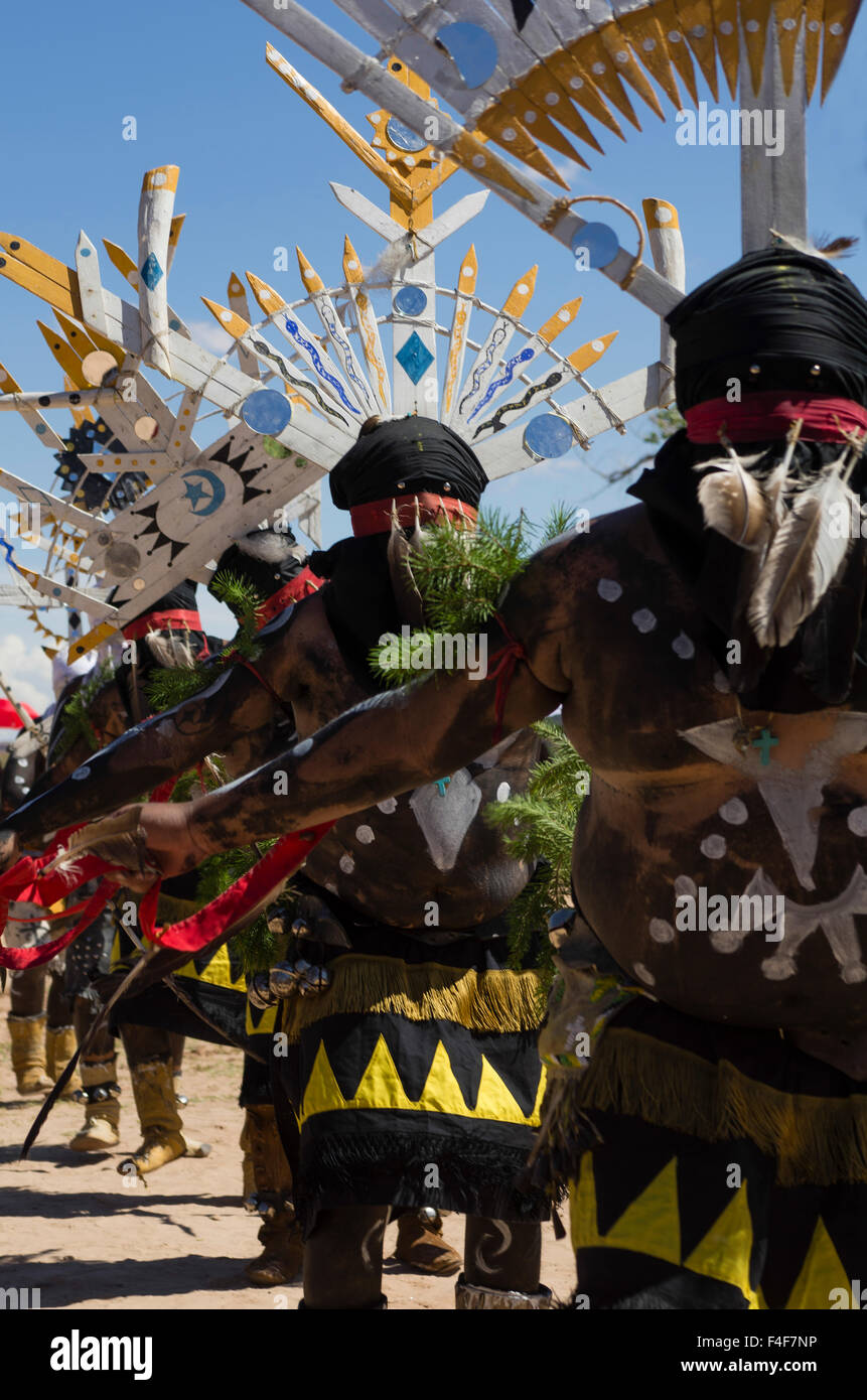 USA, Utah, Bluff. White Mountain Apache Crown Dancers at Utah Navajo