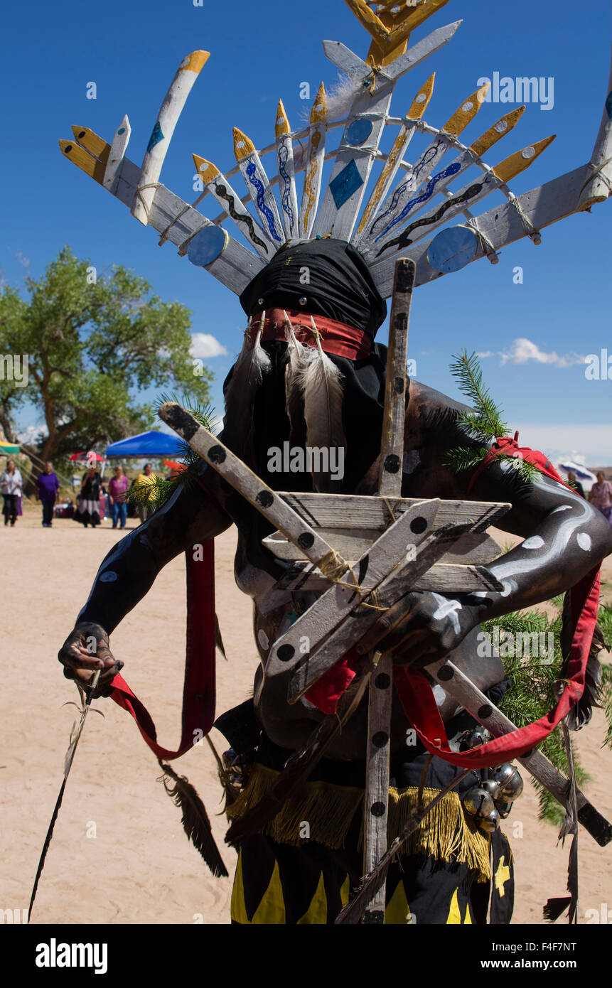 USA, Utah, Bluff. White Mountain Apache Crown Dancers at Utah Navajo