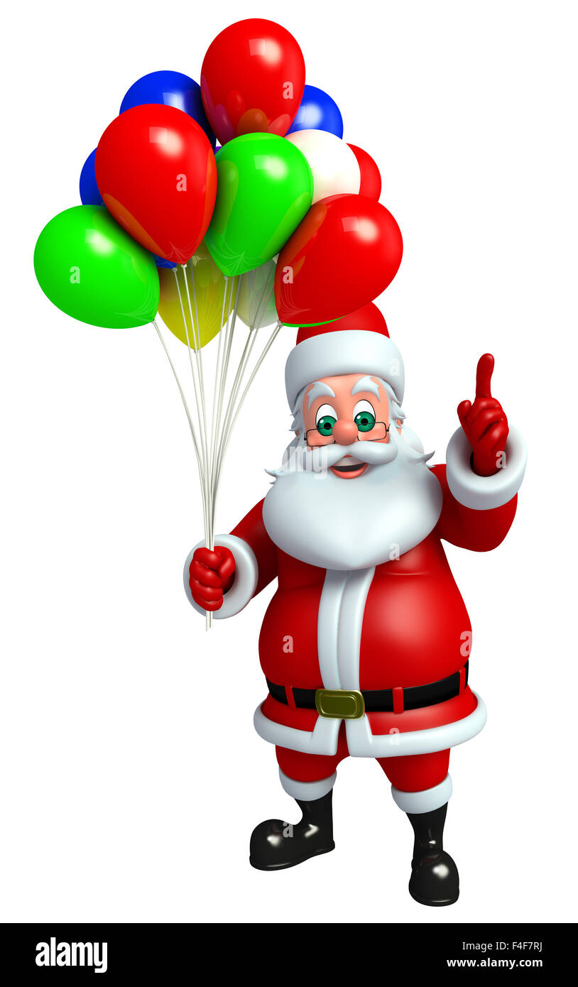 3d rendered illustration of santa claus with balloons Stock Photo - Alamy