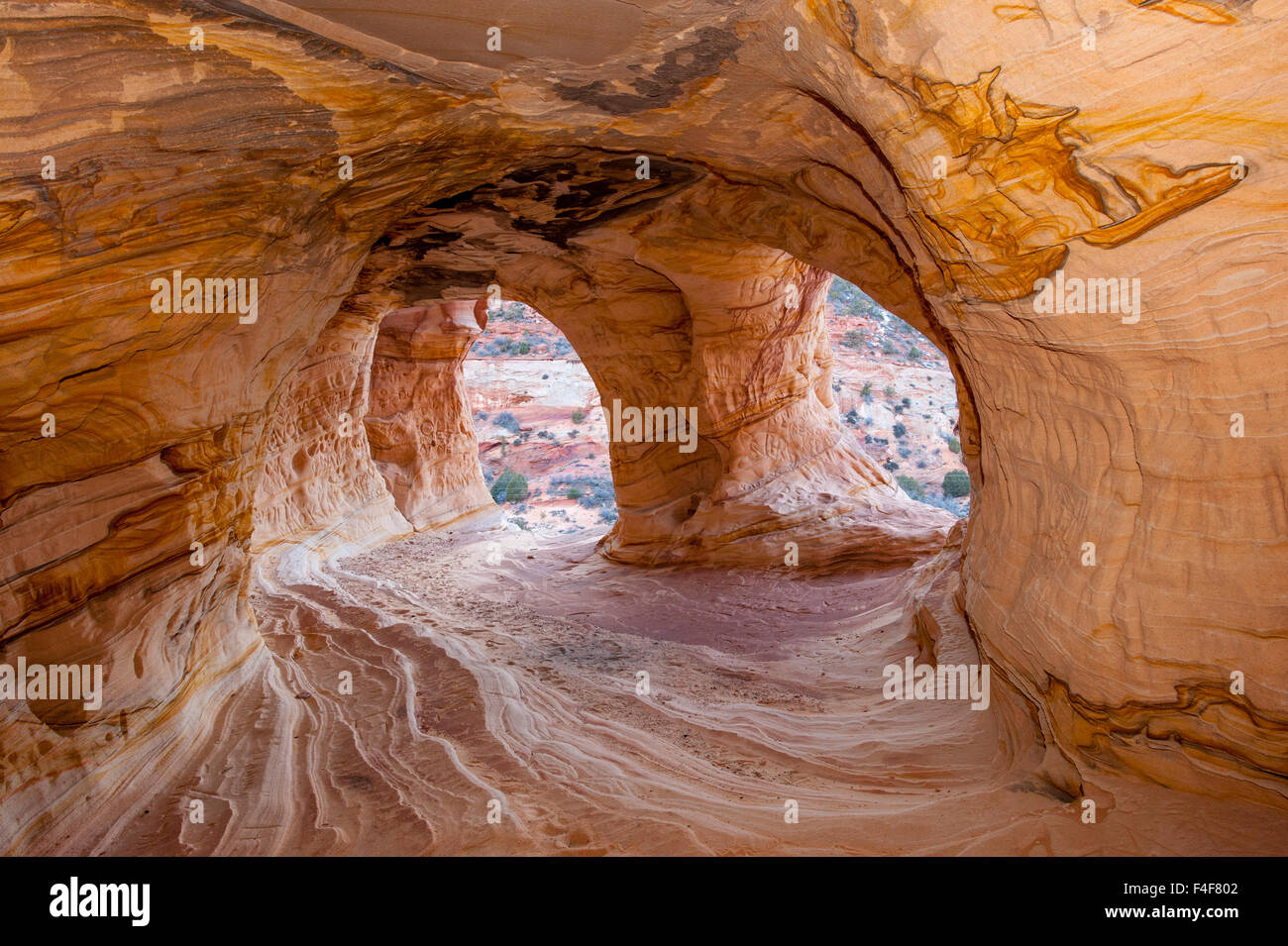 Moqui Cavern, Sandstone erosion cave, near Kanab, Utah Stock Photo