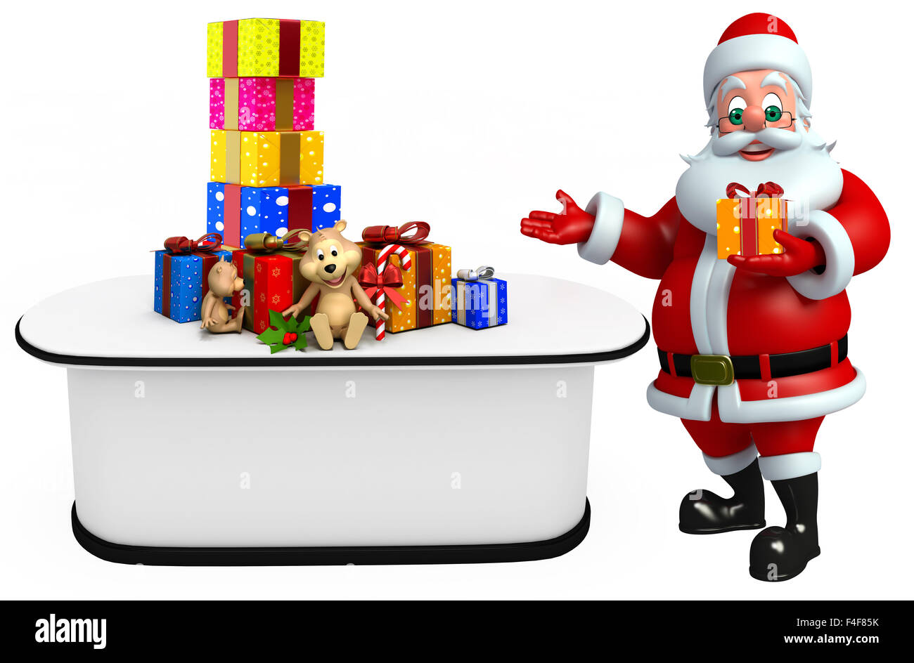 3d rendered illustration of santa claus with gifts Stock Photo - Alamy
