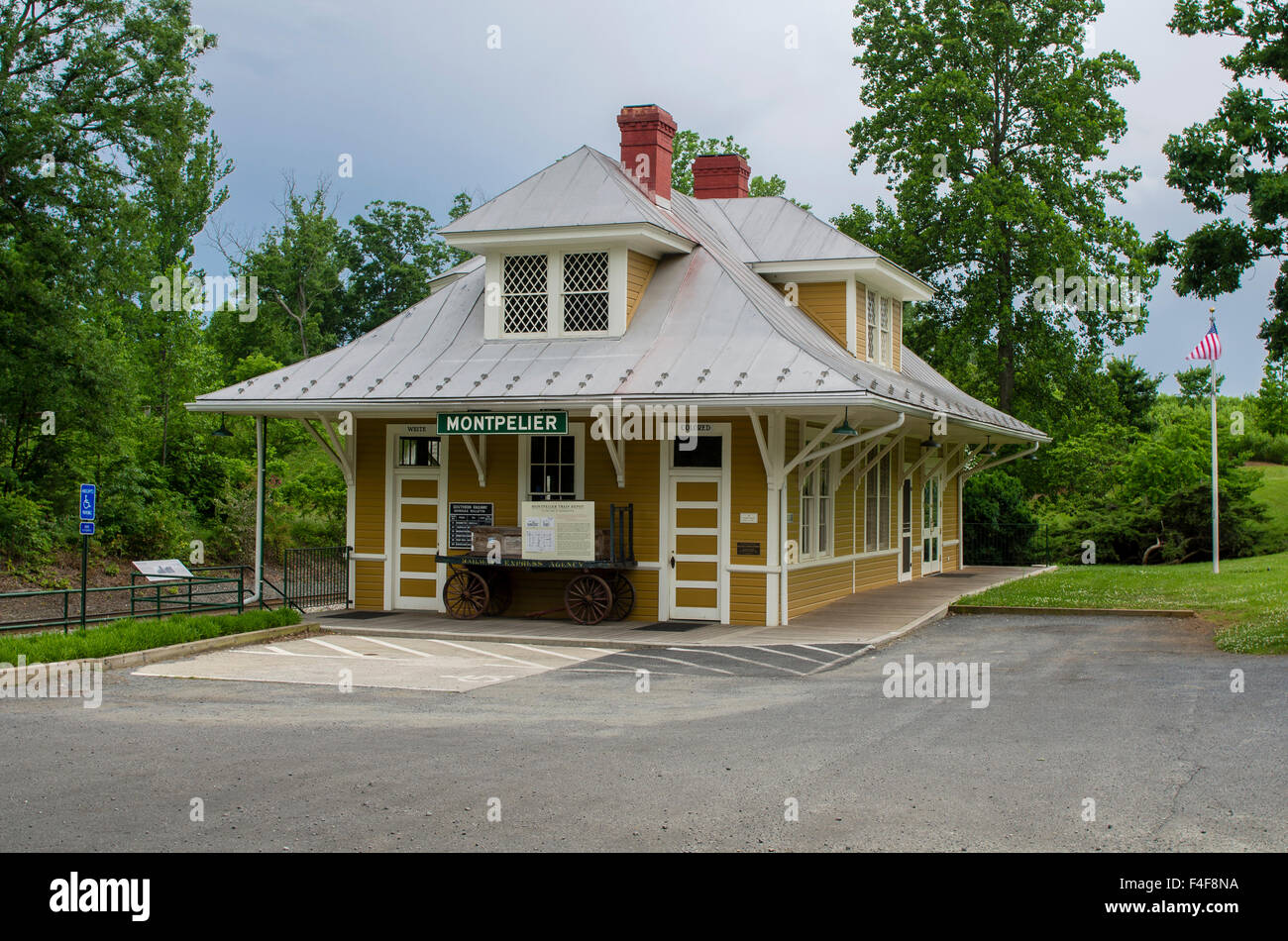 USA, Virginia, Montpelier. 1910 Train Depot, Post Office and