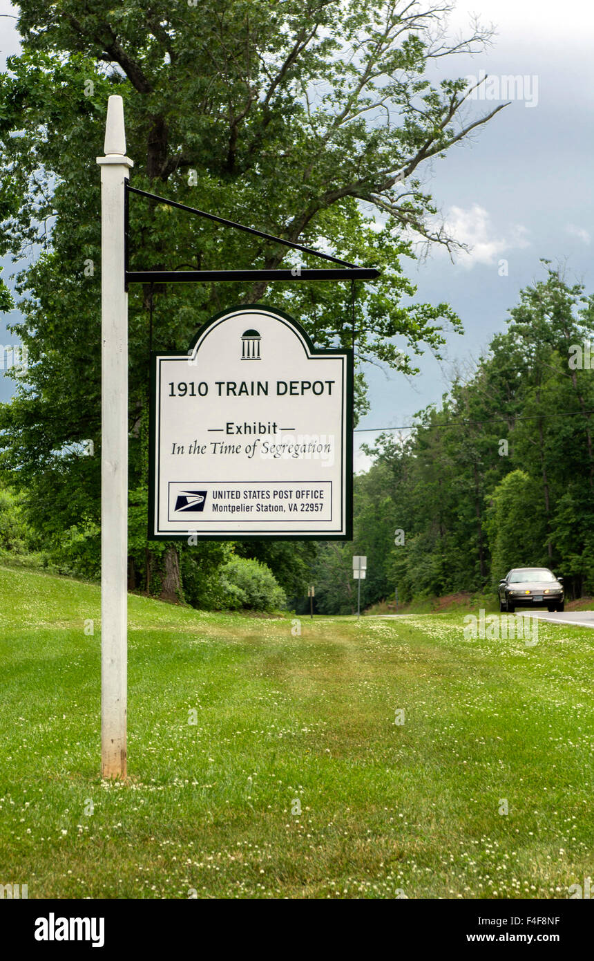 USA, Virginia, Montpelier. Train Depot sign Stock Photo - Alamy