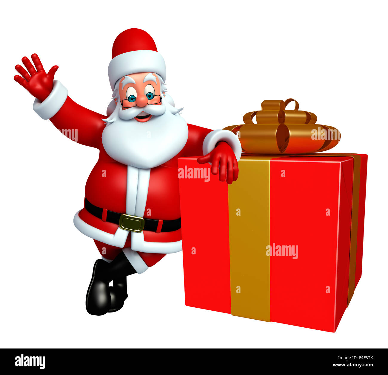 3d rendered illustration of santa claus with gift box Stock Photo - Alamy