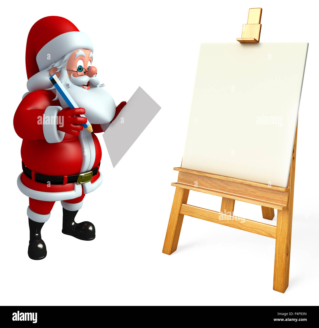 3d rendered illustration of santa claus with drawing canvas Stock Photo ...