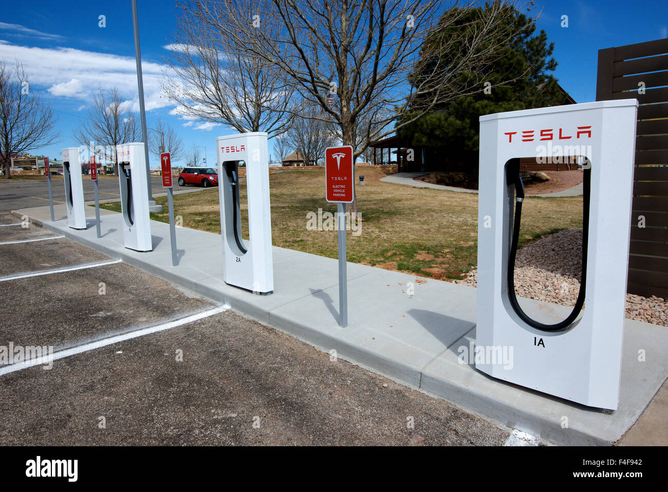 Electric vehicle solar power charging station at the town visitor