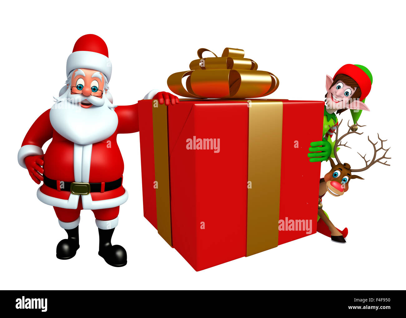 3d rendered illustration of santa claus with gift box Stock Photo - Alamy