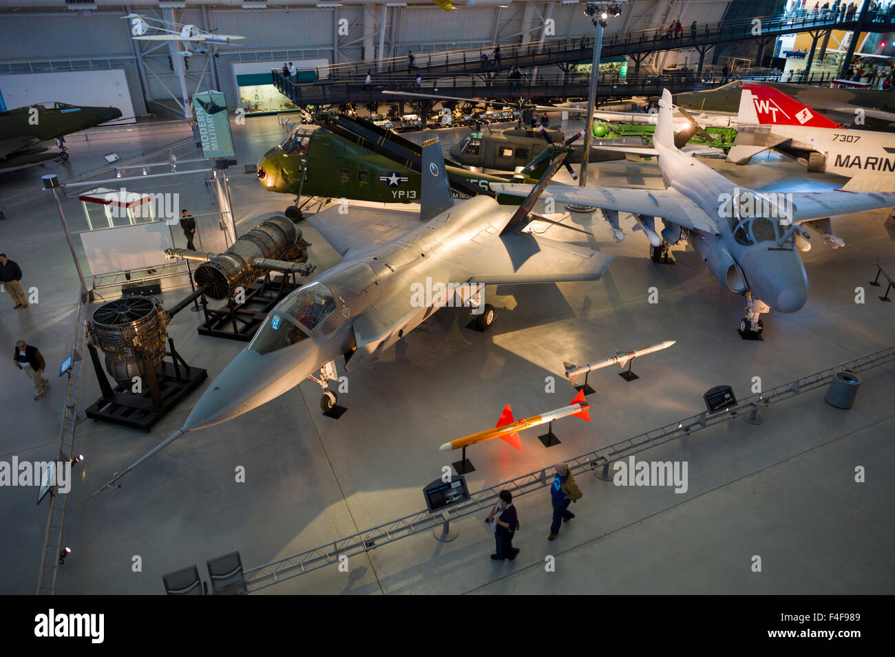 USA, Virginia, Herndon, National Air and Space Museum, Steven F. Udvar-Hazy Center, air museum, US Aircraft, F-35 Lightning II and EA-6B Prowler Stock Photo