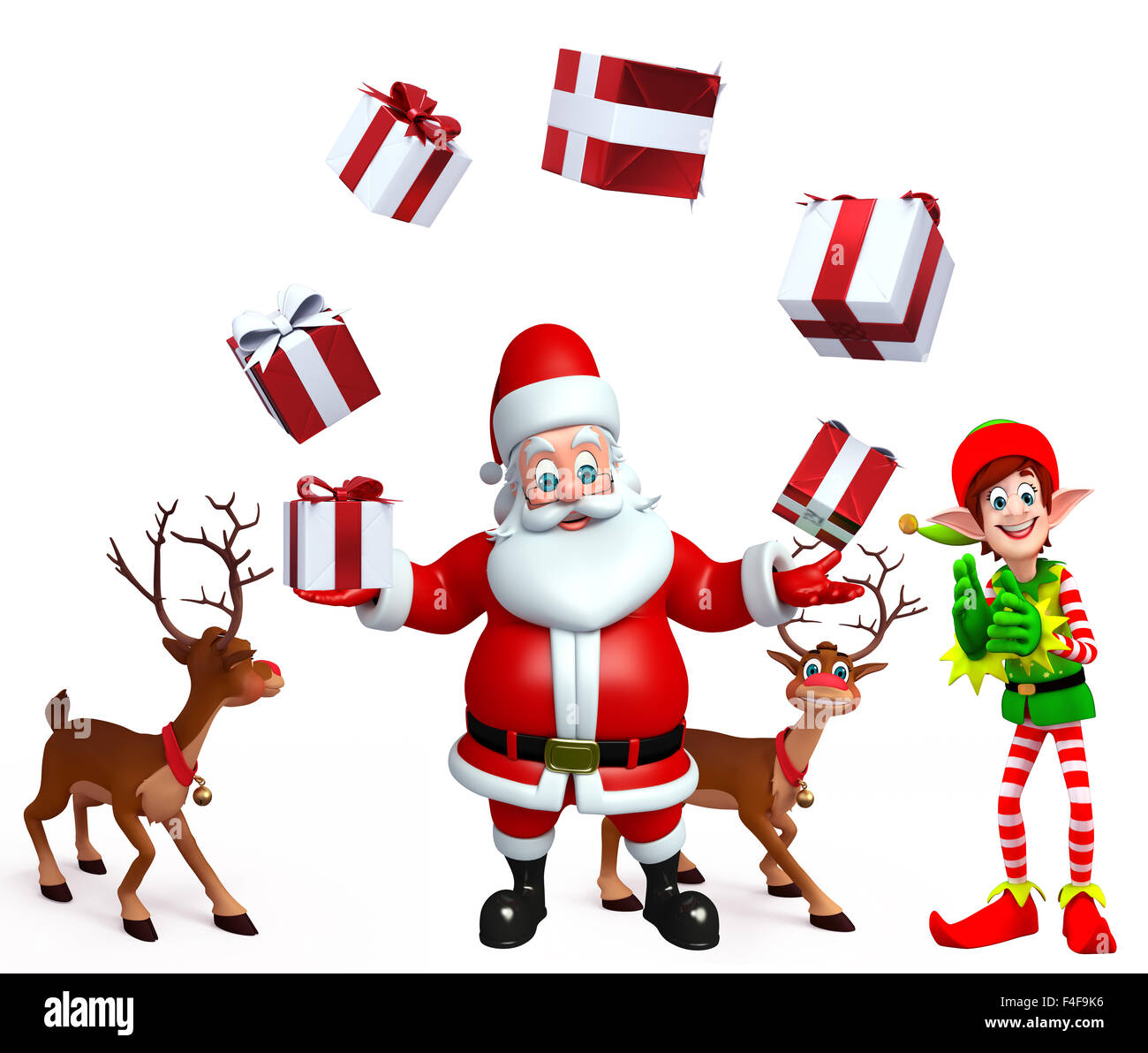 3d rendered illustration of santa claus with gift box Stock Photo - Alamy