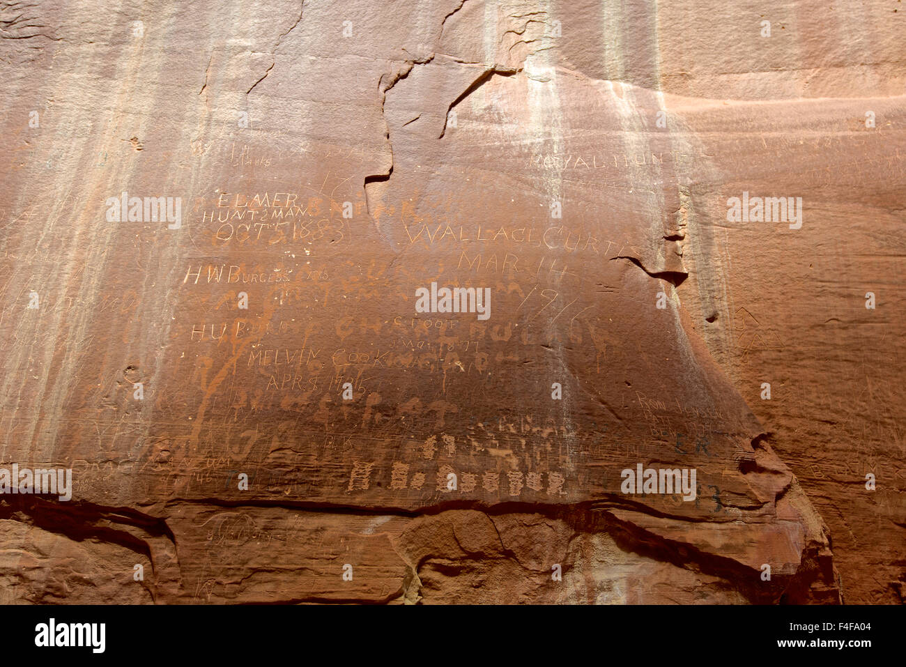 Capitol Reef, Utah Pioneer Register, names carved in the sandstone walls of Capitol