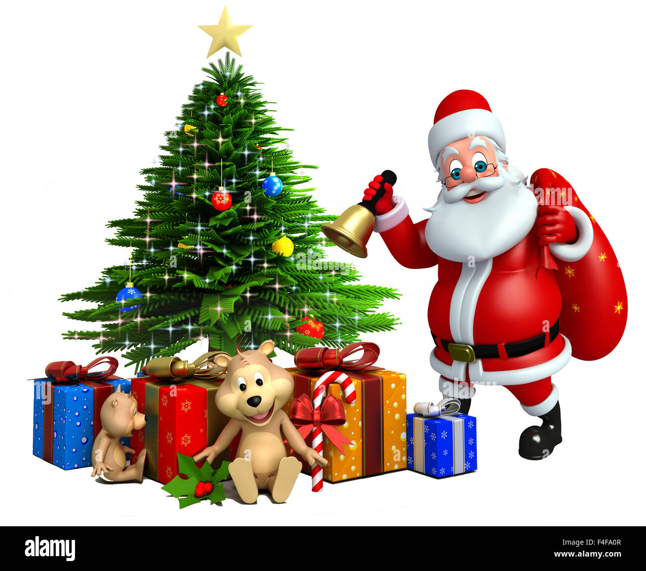 3d rendered illustration of santa claus with christmas tree Stock Photo ...