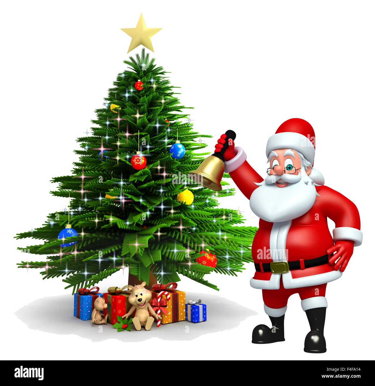 3d rendered illustration of santa claus with christmas tree Stock Photo ...