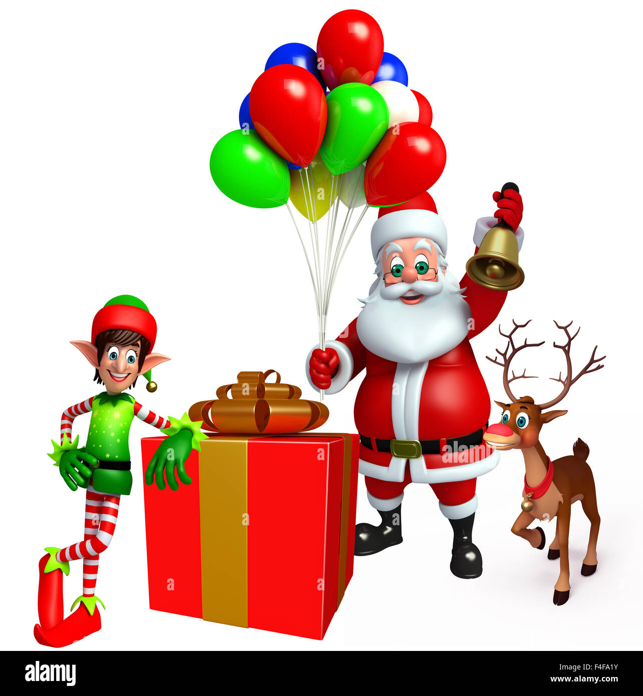 3d rendered illustration of santa claus with gift box Stock Photo - Alamy
