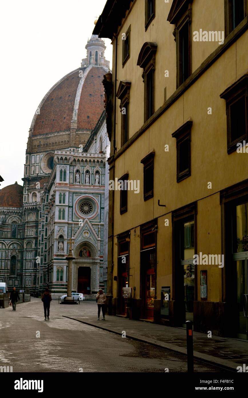 The Duomo, Florence cathedral at the end of a narrow street Stock Photo