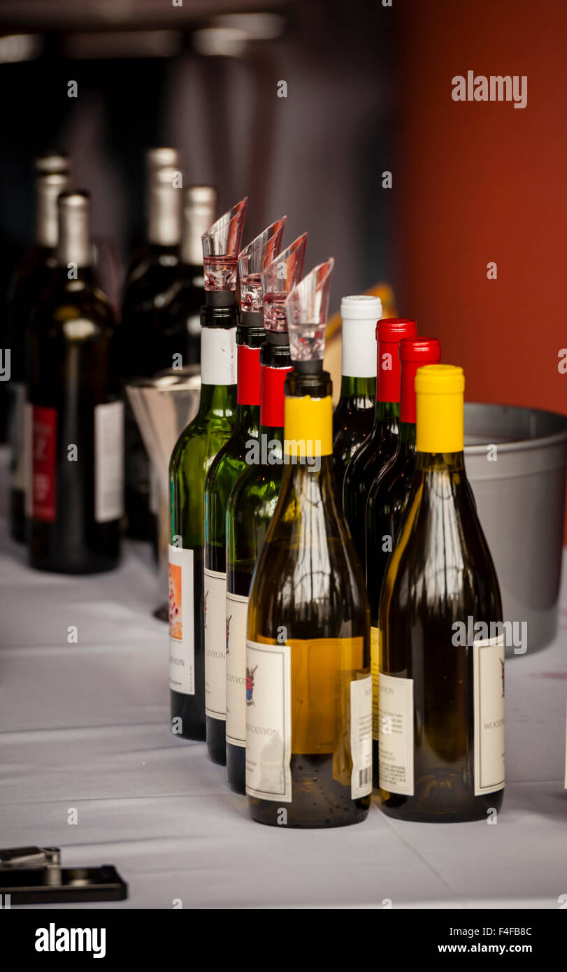 USA, Washington, Seattle. Walla Walla wines on display at wine event in Seattle. Stock Photo