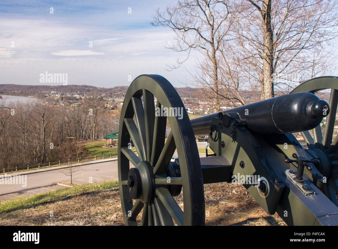 Parkersburg, West Virginia. Historic Fort Boreman park. Replica of
