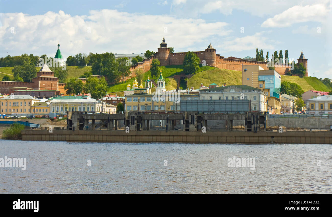 Town fortress Kremlin and river port in Nizhny Novgorod, Russia. Stock Photo