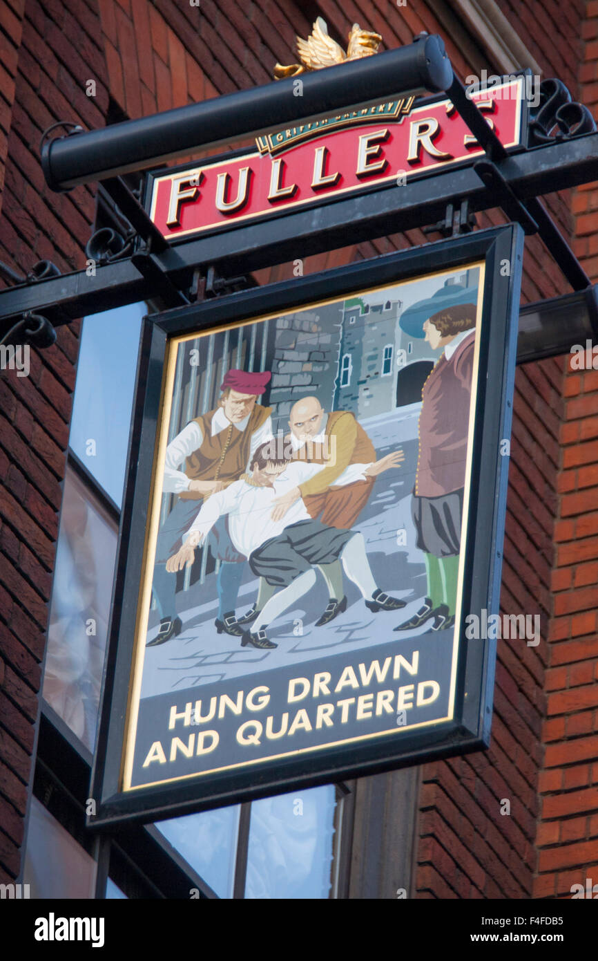 Hung Drawn and Quartered pub sign Fullers Brewery City of London