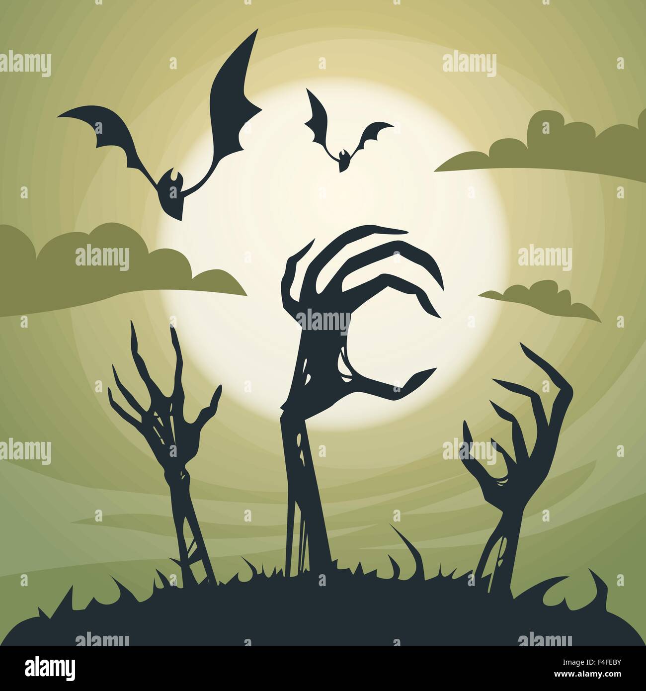 Halloween Wall Murals New! Spooky Skeleton Hands/Flying Witch/Graveyard 