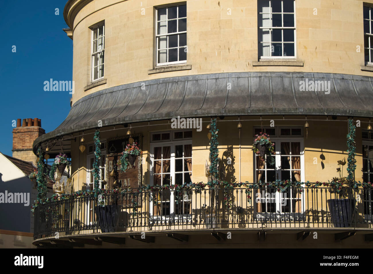 Shops and Cafés in Bath Somerset England UK Balcony Thai Restaurant Stock Photo
