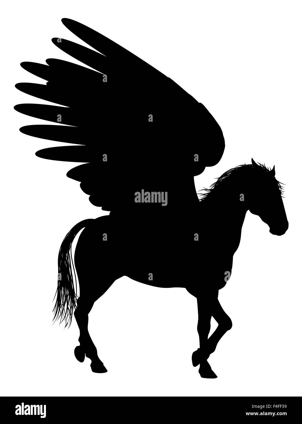 Pegasus mythical winged horse in Silhouette Stock Photo - Alamy