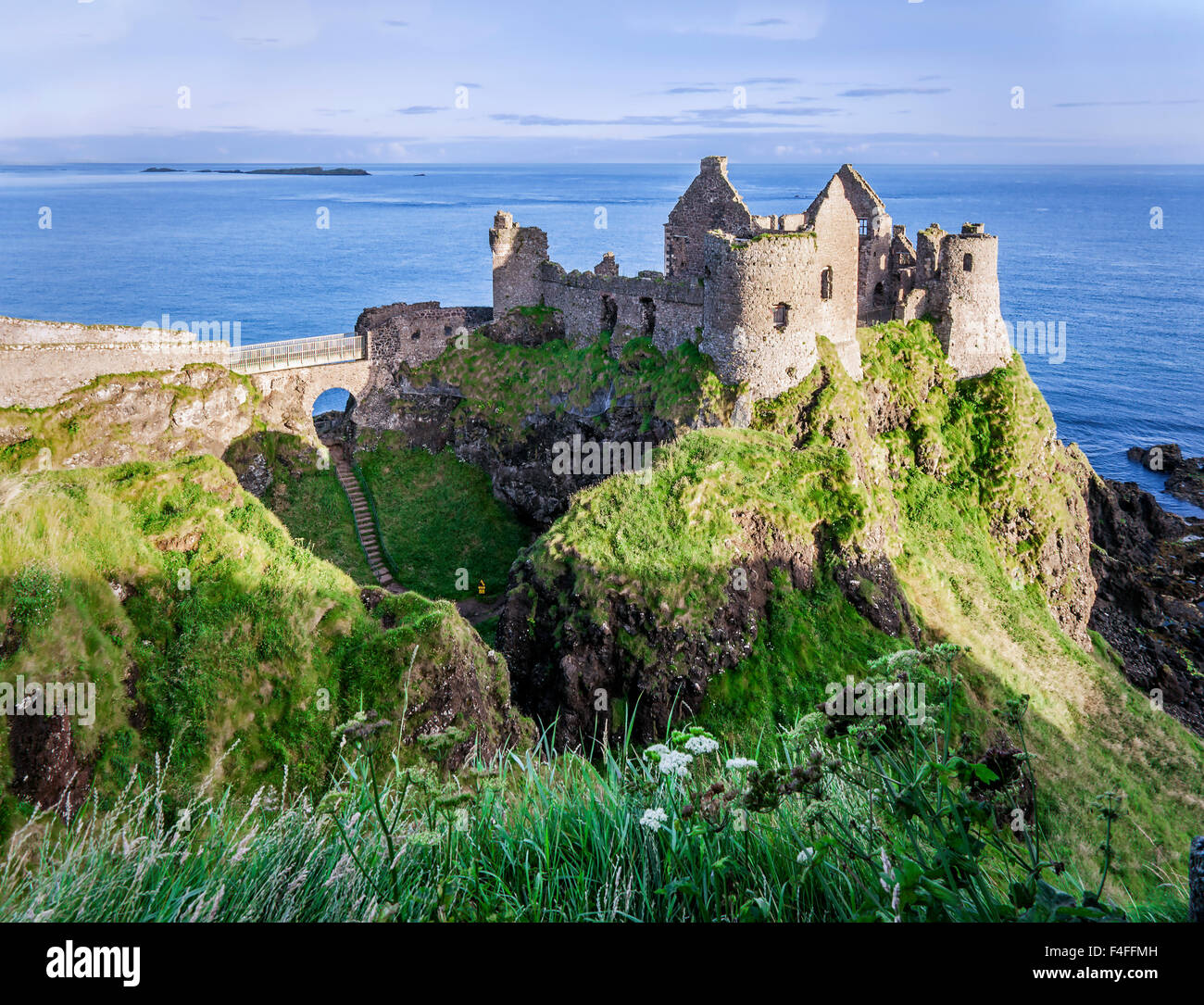 Ruins of medieval Dunluce Castle, County Antrim, Northern Ireland Stock Photo