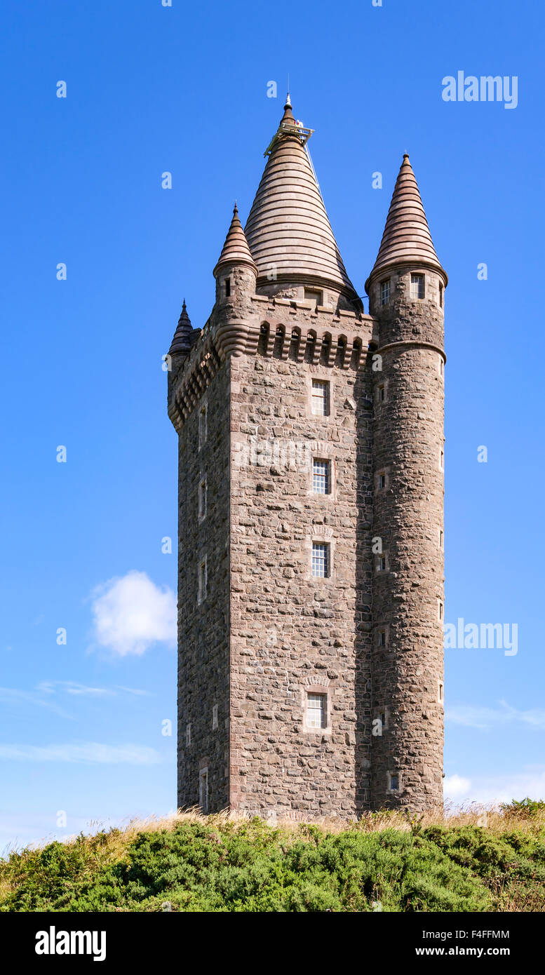 Scrabo Tower near Newtownards and Strangford Lough in County Down in Northern Ireland  built in 1857 as a memorial to Sir Charle Stock Photo